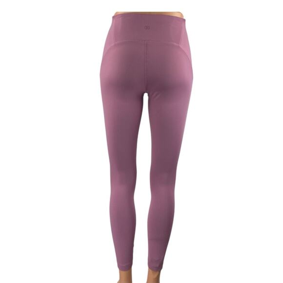 Lululemon InStill Purple Pink Mid Rise Cropped Yoga Athletic Leggings Pants Sz 4 - Picture 3 of 5
